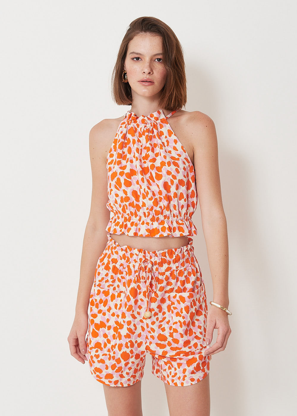 52.60.3003EST SHORTS CLOCHARD ESTAMPA ONÇA TROPICAL