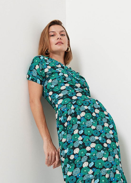 63.22.3001EST VESTIDO MALHA DECOTE TRANSPASSADO ESTAMPA BLOSSOM