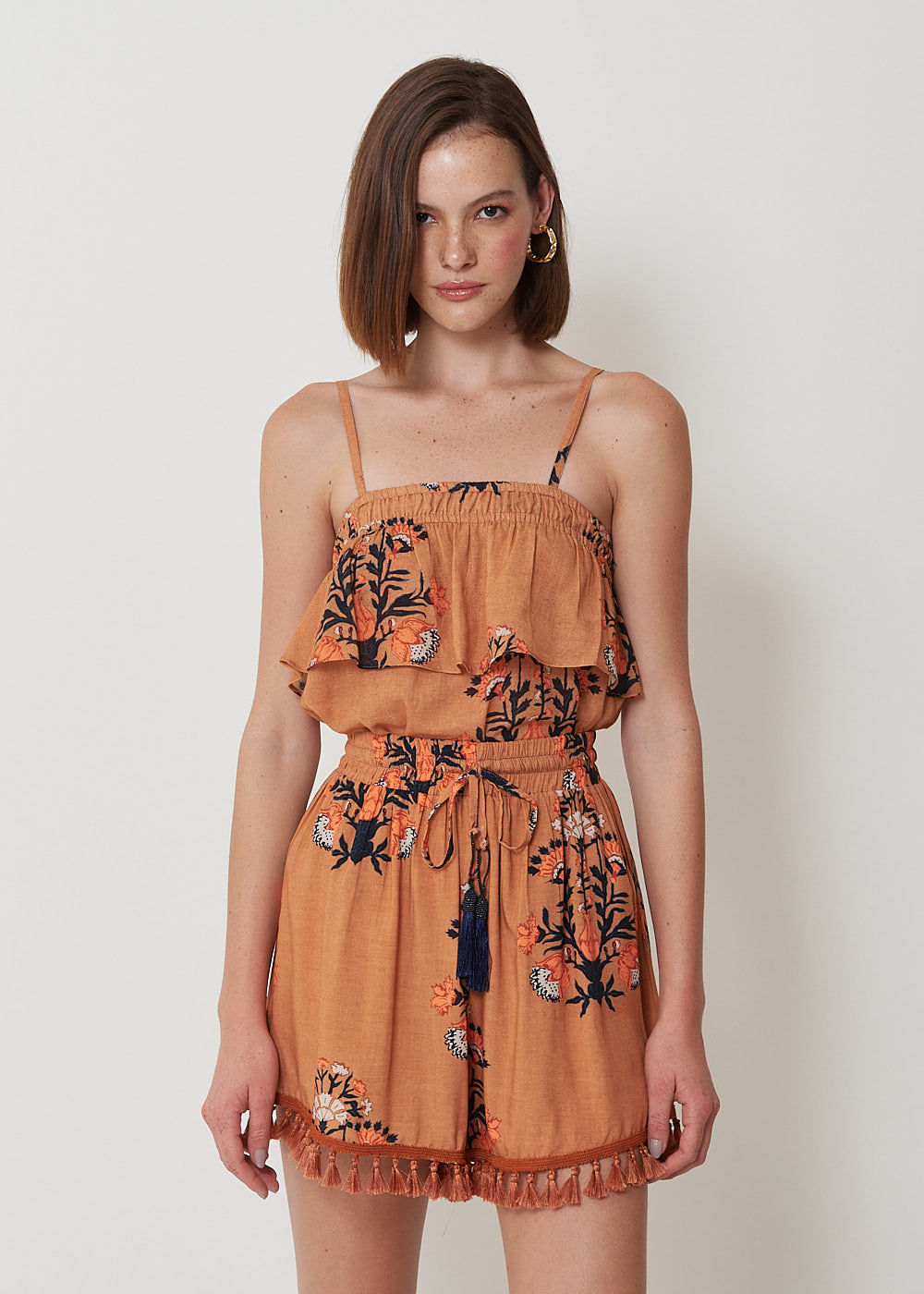 52.60.3004EST SHORTS DETALHE FRANJA ESTAMPA FLORAL MARROQUINO