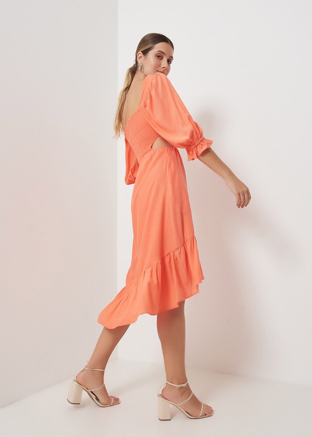 53.12.3005PAP VESTIDO MIDI DECOTE QUADRADO LASTEX