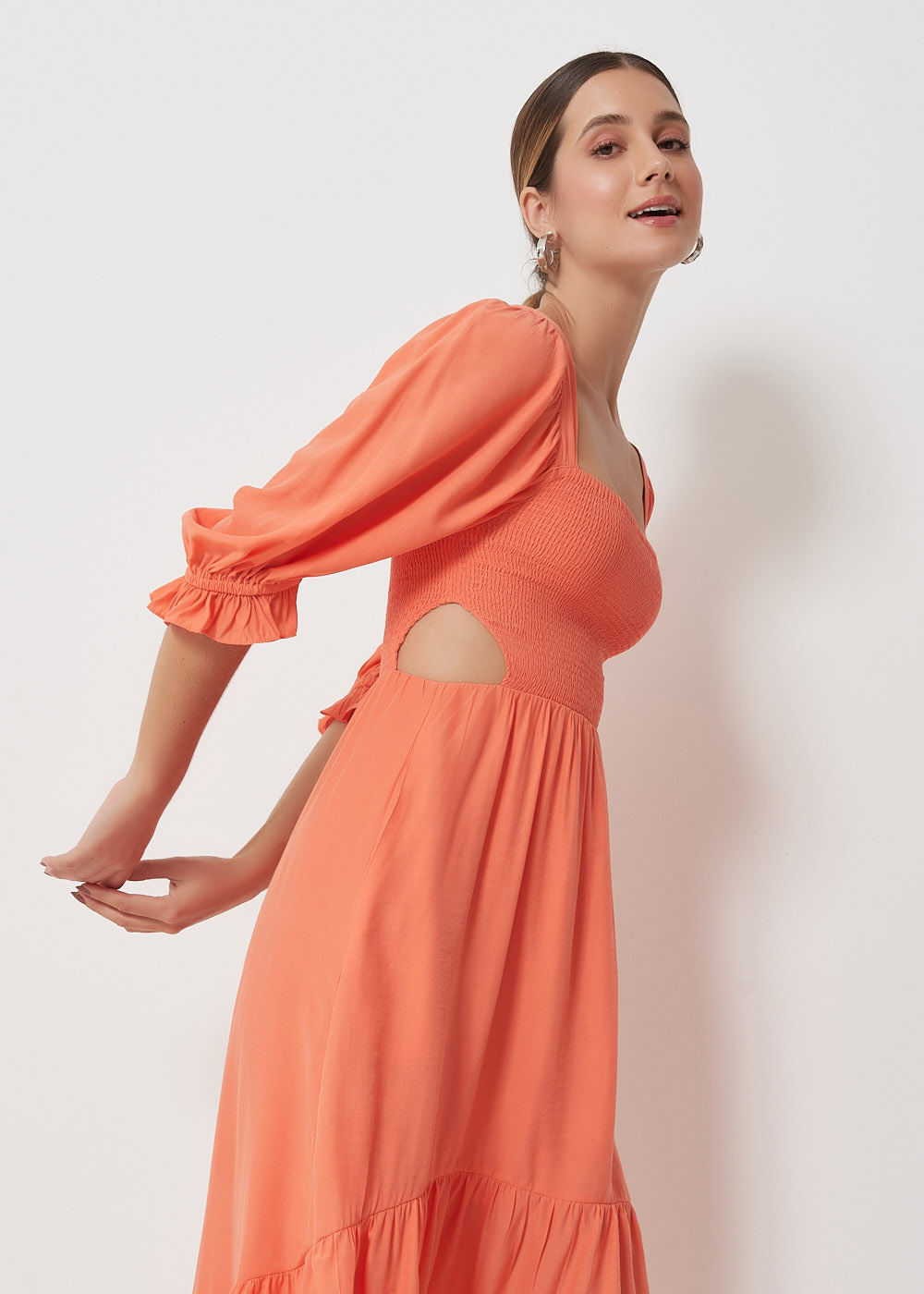 53.12.3005PAP VESTIDO MIDI DECOTE QUADRADO LASTEX