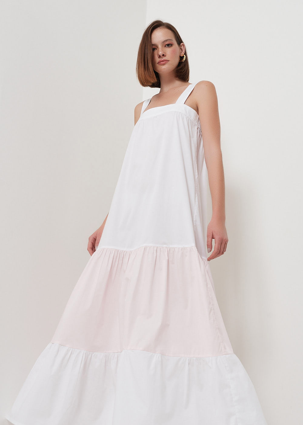 53.11.3003BIC VESTIDO MIDI TRICOLINE RECORTE BICOLOR