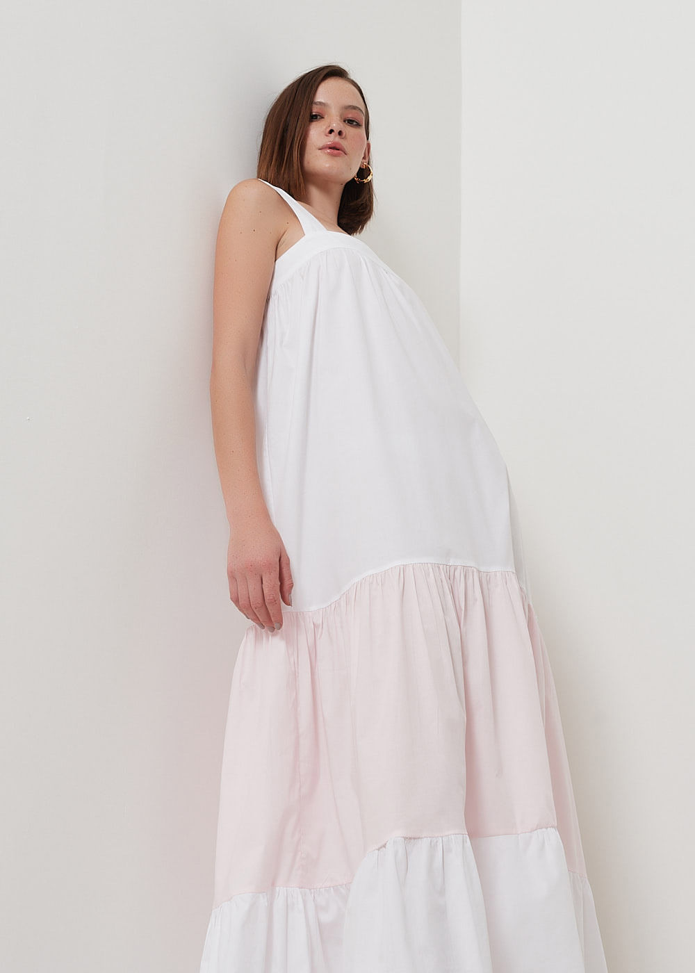 53.11.3003BIC VESTIDO MIDI TRICOLINE RECORTE BICOLOR