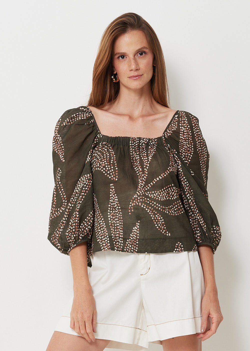 56.20.3003EST BLUSA DECOTE QUADRADO ESTAMPA PONTILHISMO