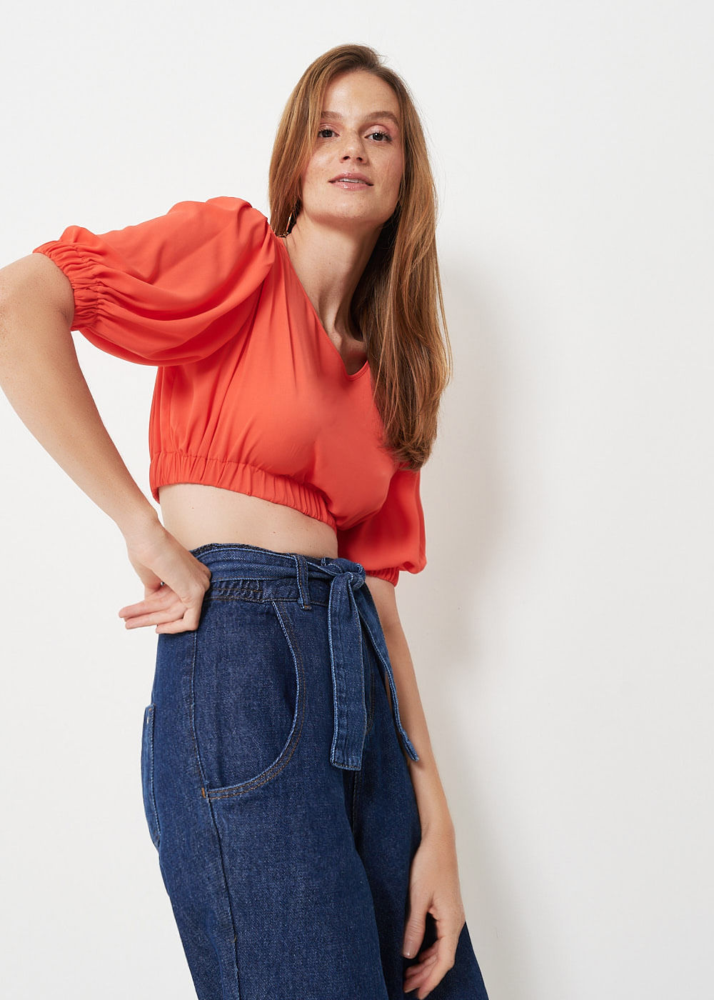 59.60.3052TMT BLUSA CROPPED CHIFFON MANGA BUFANTE