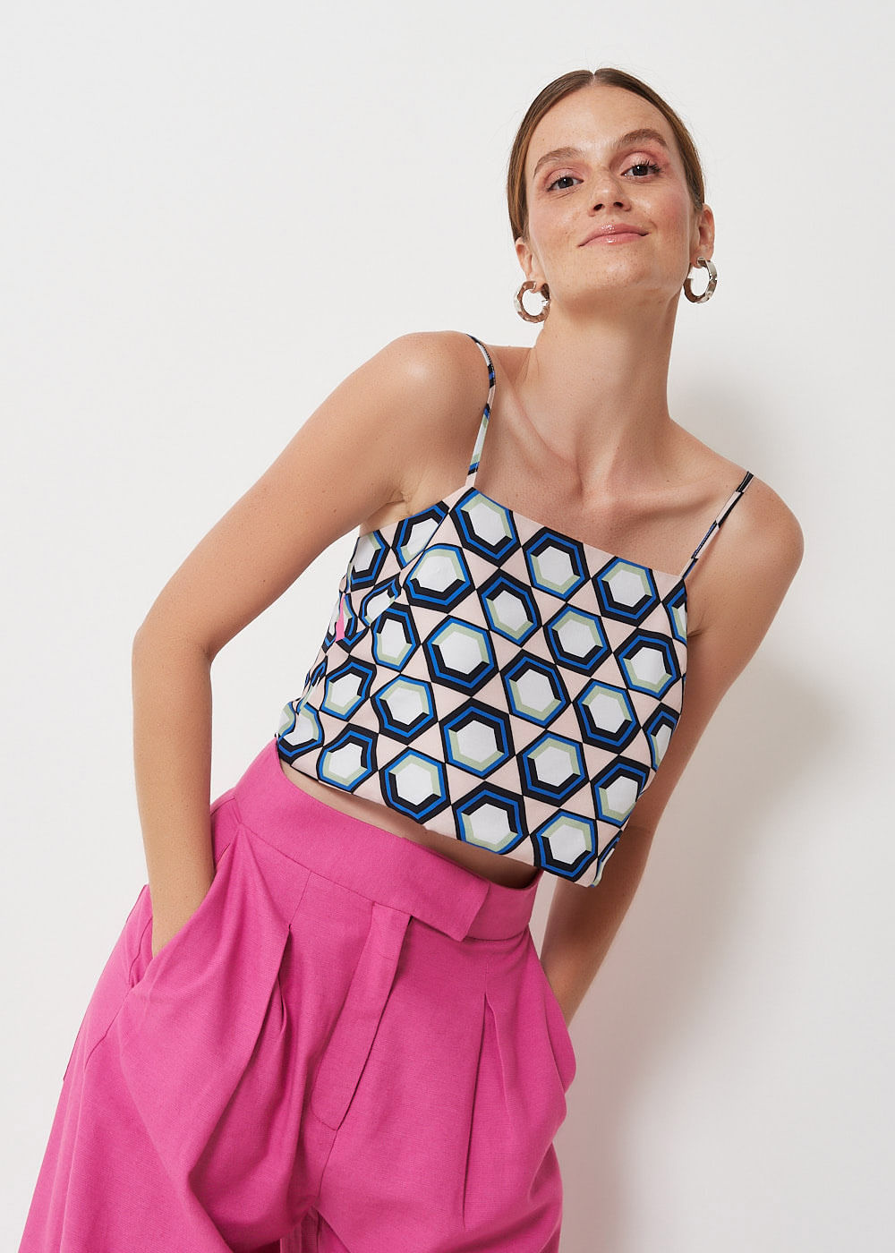 59.60.3004EST TOP CROPPED ESTAMPA LENÇO GEOMÉTRICO