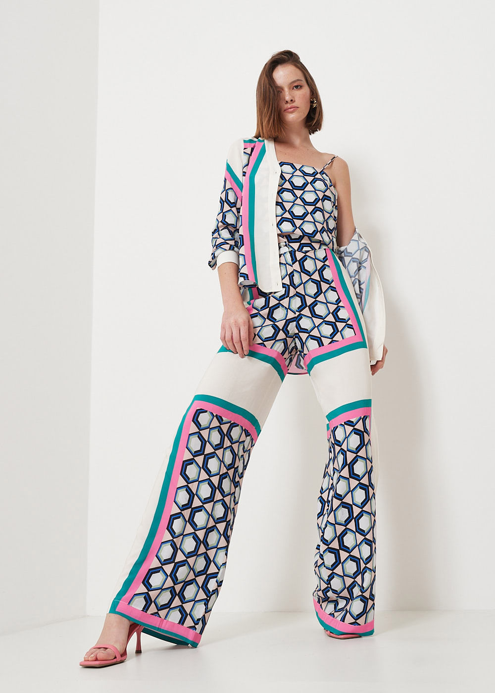 52.23.3003EST CALÇA PANTALONA ESTAMPA LENÇO GEOMÉTRICO