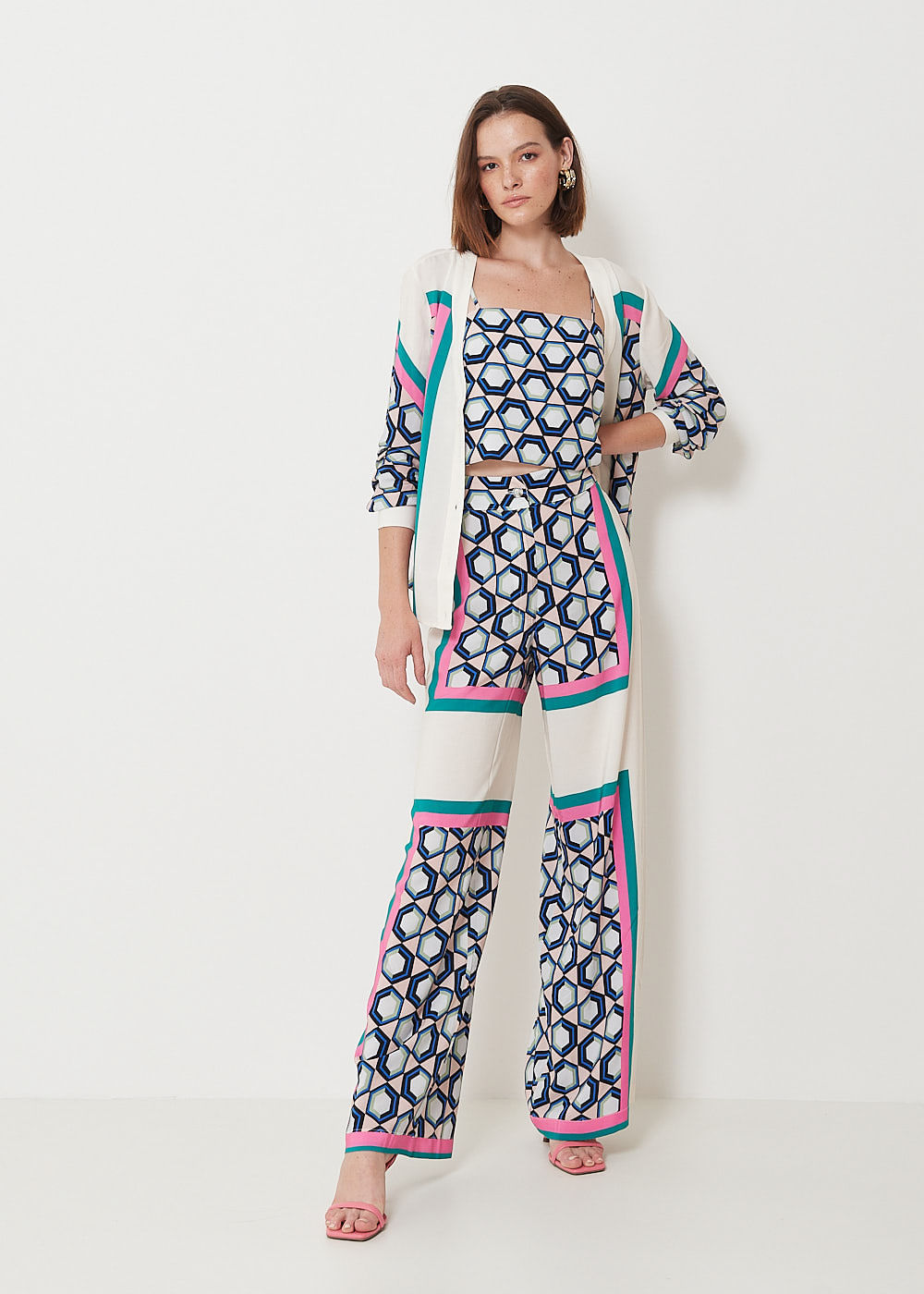 52.23.3003EST CALÇA PANTALONA ESTAMPA LENÇO GEOMÉTRICO