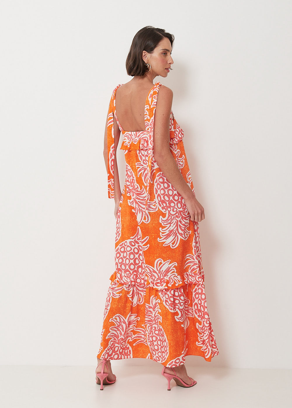 53.21.3005EST VESTIDO MIDI REGATA ESTAMPA ABACAXI TROPICAL