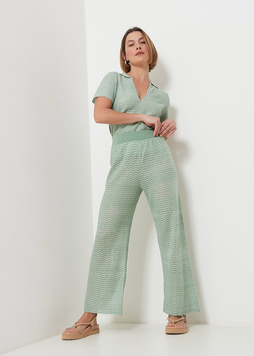 42.20.3002MEN CALÇA PANTALONA TRICOT PONTO ONDA