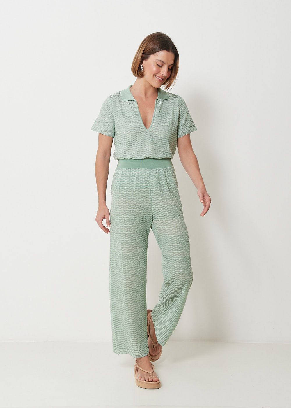 42.20.3002MEN CALÇA PANTALONA TRICOT PONTO ONDA