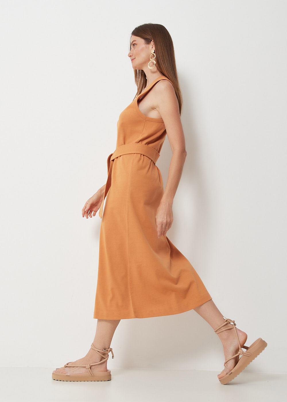 63.11.3011MLL VESTIDO MIDI REGATA MALHA FAIXA PESPONTADA