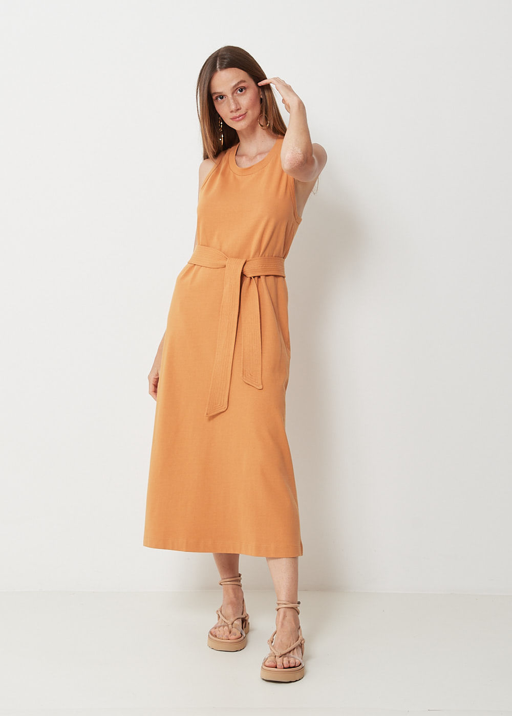 63.11.3011MLL VESTIDO MIDI REGATA MALHA FAIXA PESPONTADA