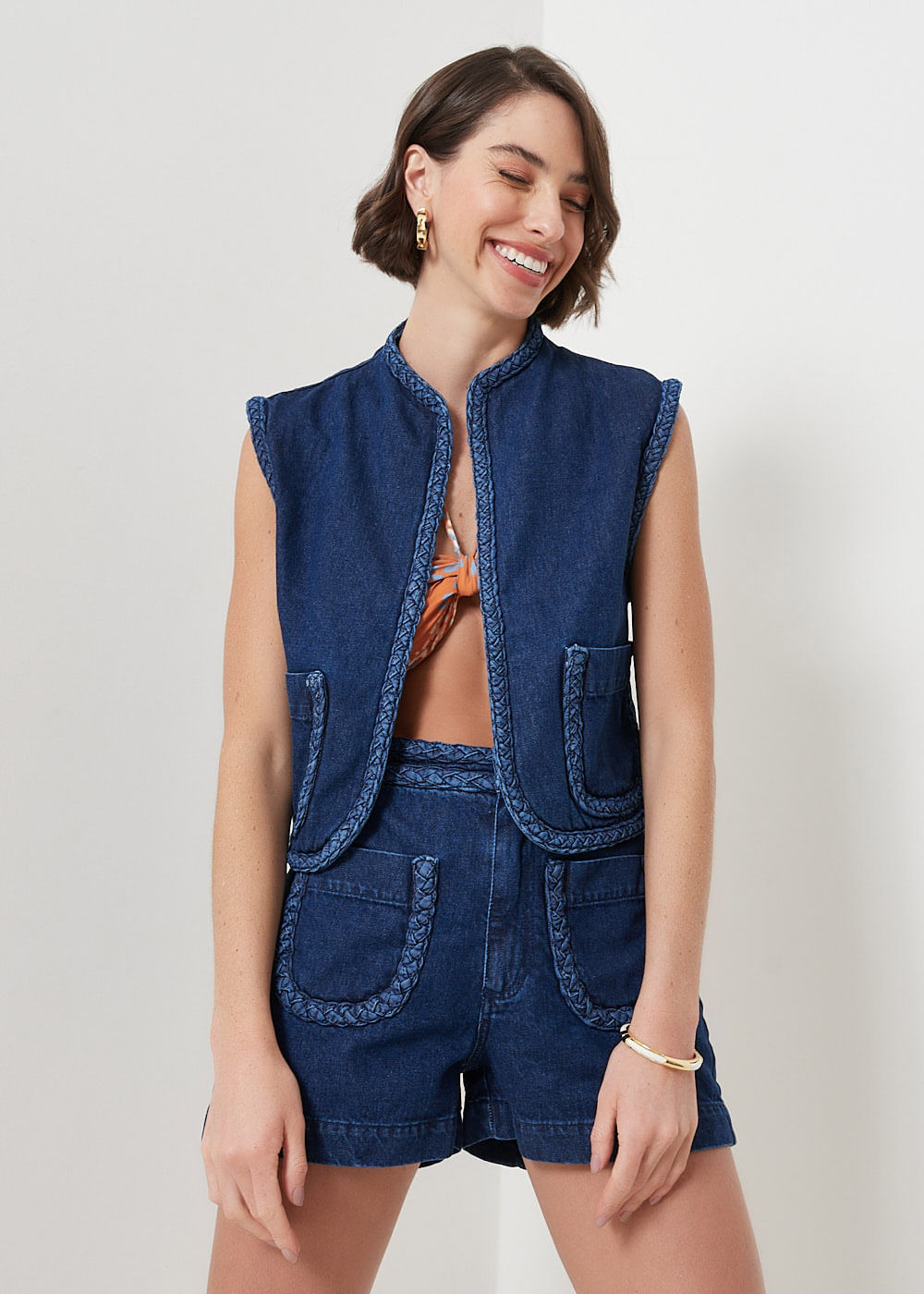 18.50.3001AMA COLETE JEANS DETALHE TRANÇA