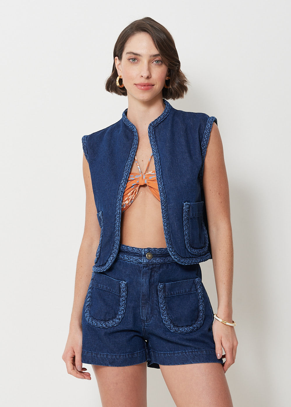 18.50.3001AMA COLETE JEANS DETALHE TRANÇA