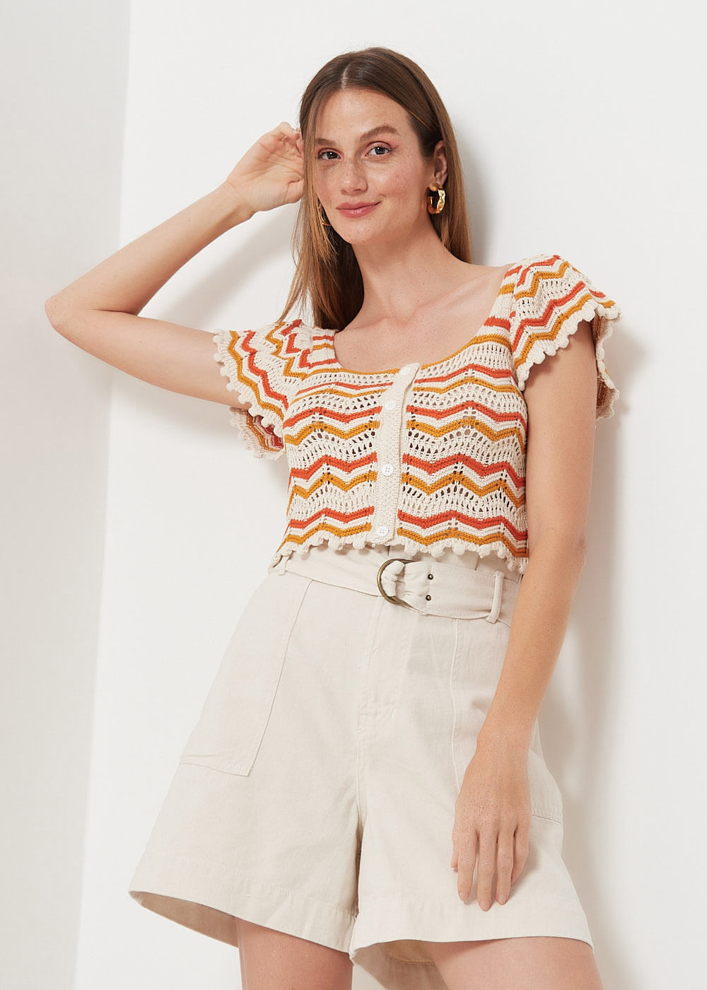 47.40.3006MCR BLUSA MANGA CURTA CROCHÊ CHEVRON