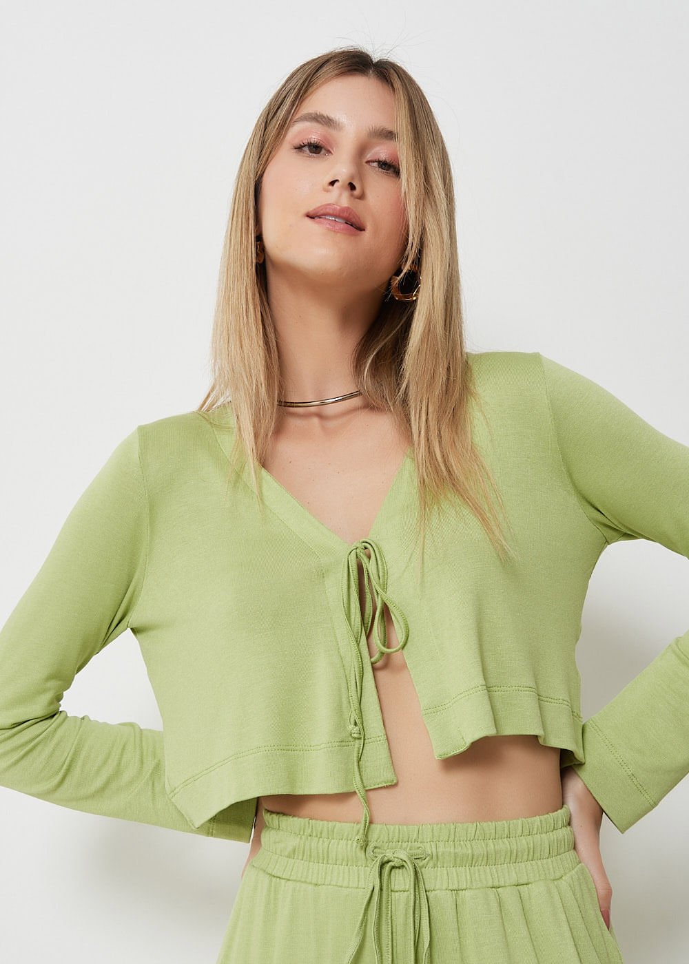 61.30.3003ABA CASAQUINHO MALHA TRICOT COM AMARRAÇÃO