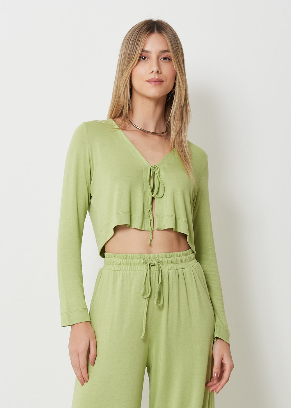 61.30.3003ABA CASAQUINHO MALHA TRICOT COM AMARRAÇÃO