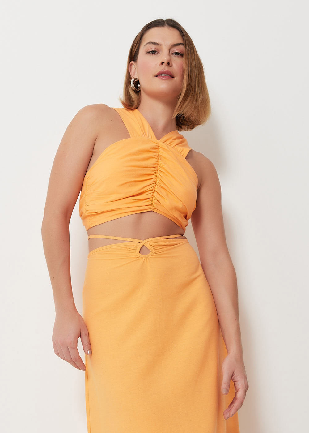 59.60.3023PAP TOP CROPPED FRENTE ÚNICA DRAPEADO - COLEÇÃO MÔNICA SALGADO