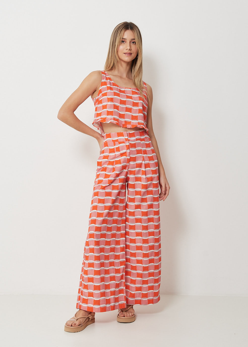 52.23.3023EST CALÇA PANTALONA ESTAMPA GEOMÉTRICO AQUARELADO