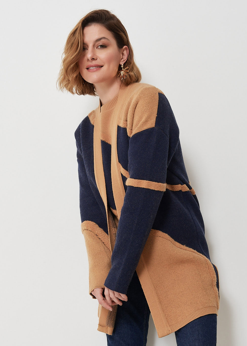 45.50.3102BIC MAXI CARDIGAN TRICOT BICOLOR