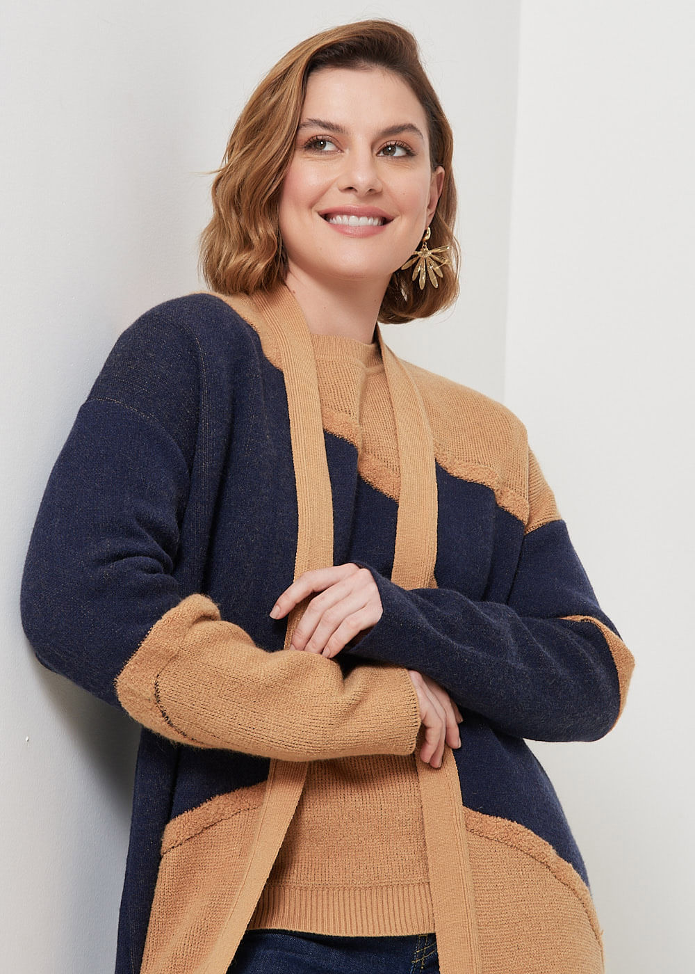 45.50.3102BIC MAXI CARDIGAN TRICOT BICOLOR