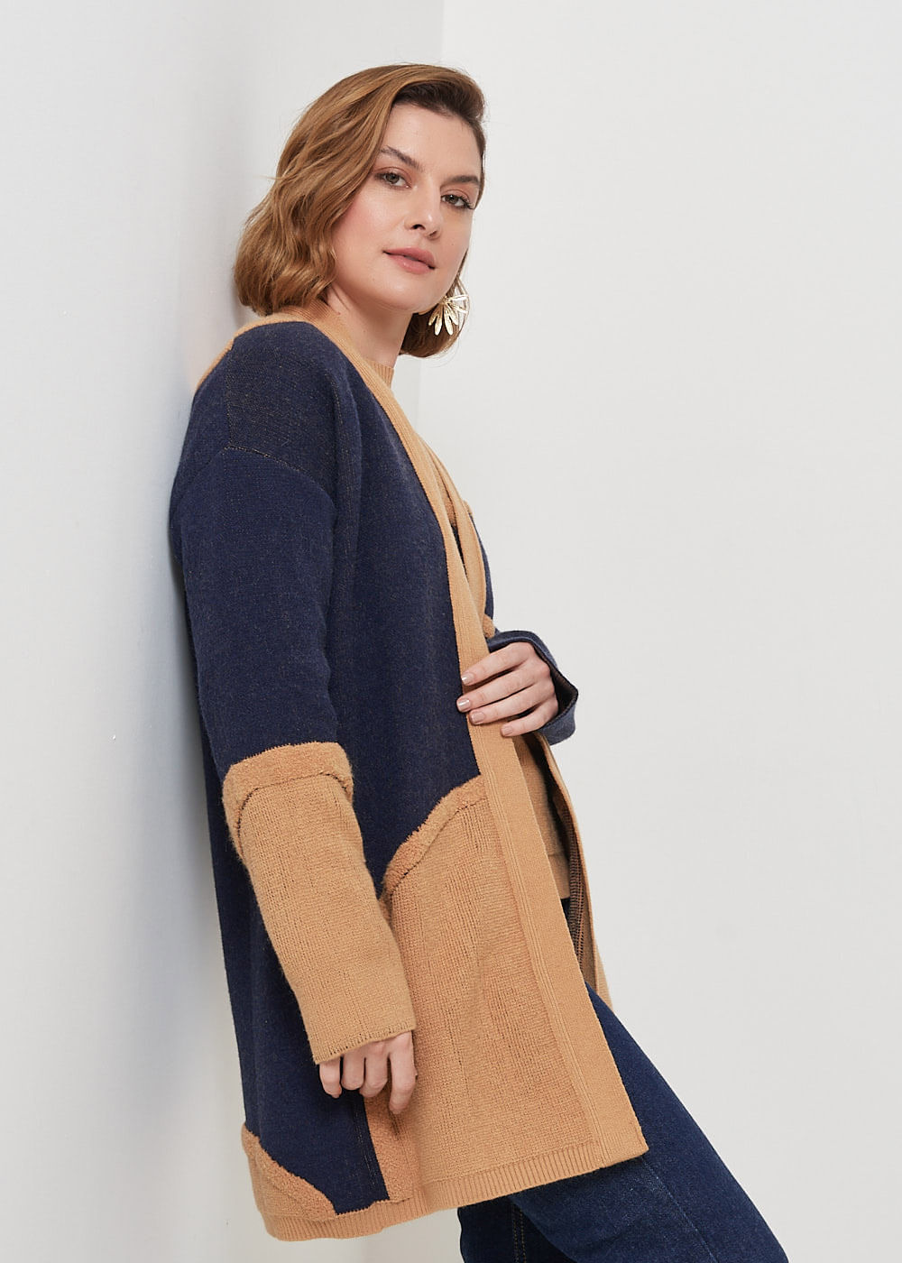 45.50.3102BIC MAXI CARDIGAN TRICOT BICOLOR
