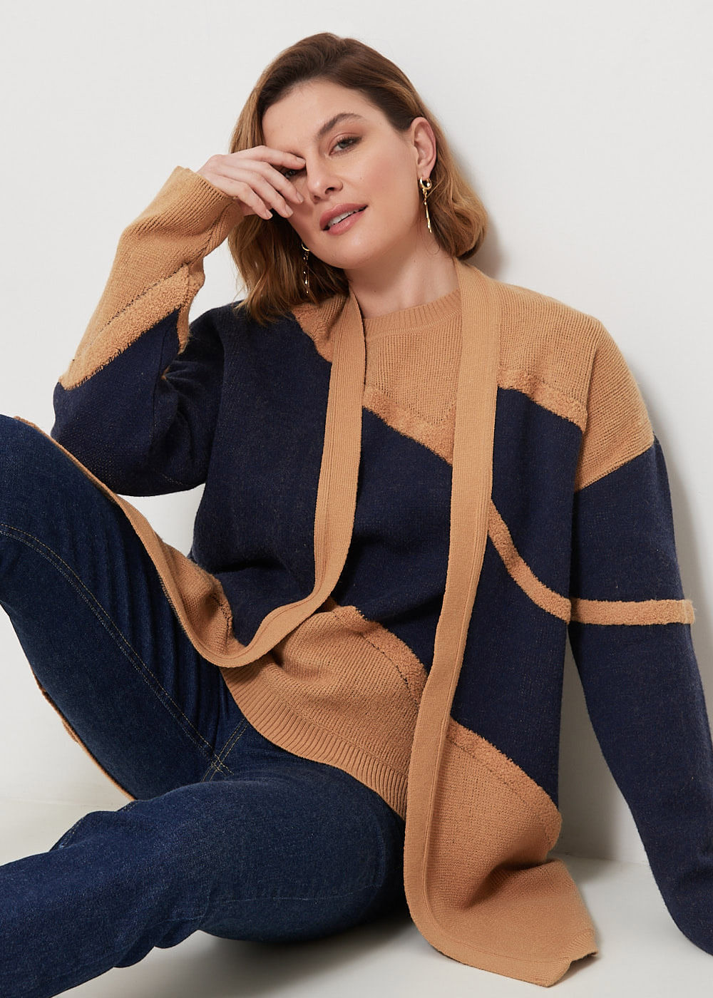 45.50.3102BIC MAXI CARDIGAN TRICOT BICOLOR