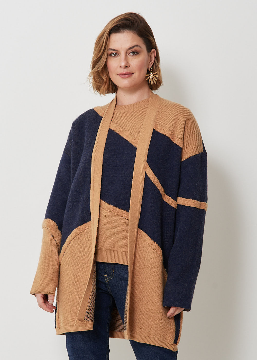 45.50.3102BIC MAXI CARDIGAN TRICOT BICOLOR