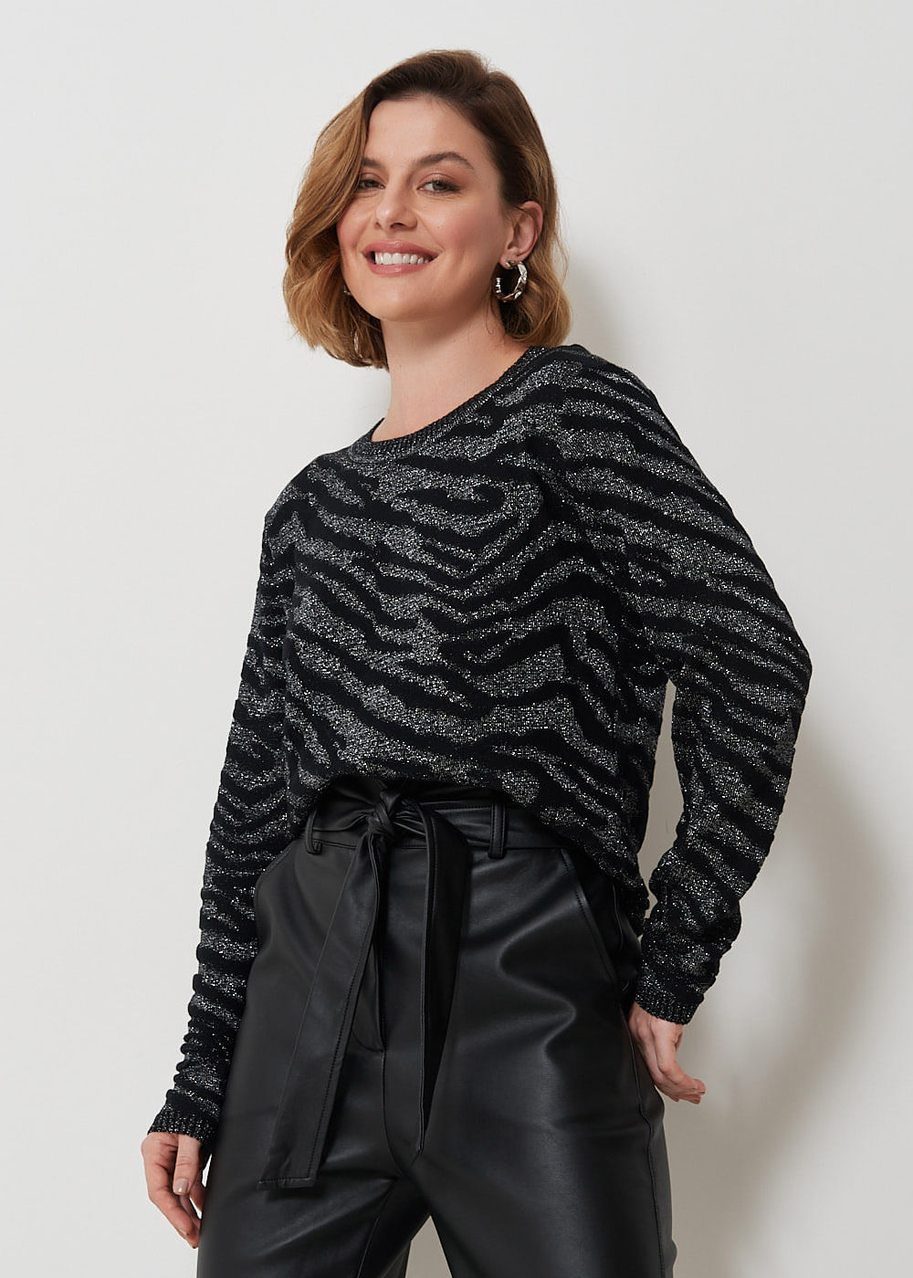 46.40.3108PTO BLUSA TRICOT MANGA LONGA JACQUARD