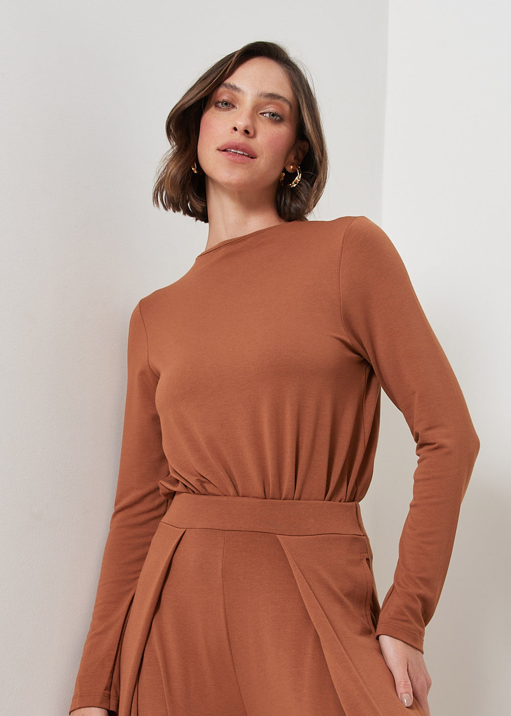 66.40.3105MAS BLUSA MALHA MANGA LONGA BARRA PREGUEADA
