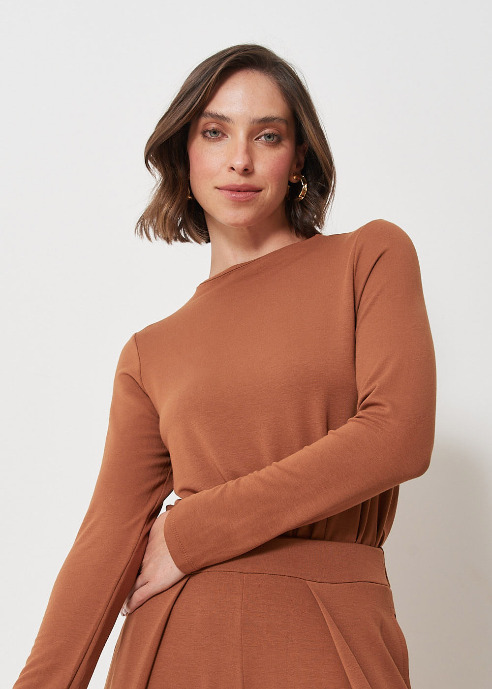 66.40.3105MAS BLUSA MALHA MANGA LONGA BARRA PREGUEADA