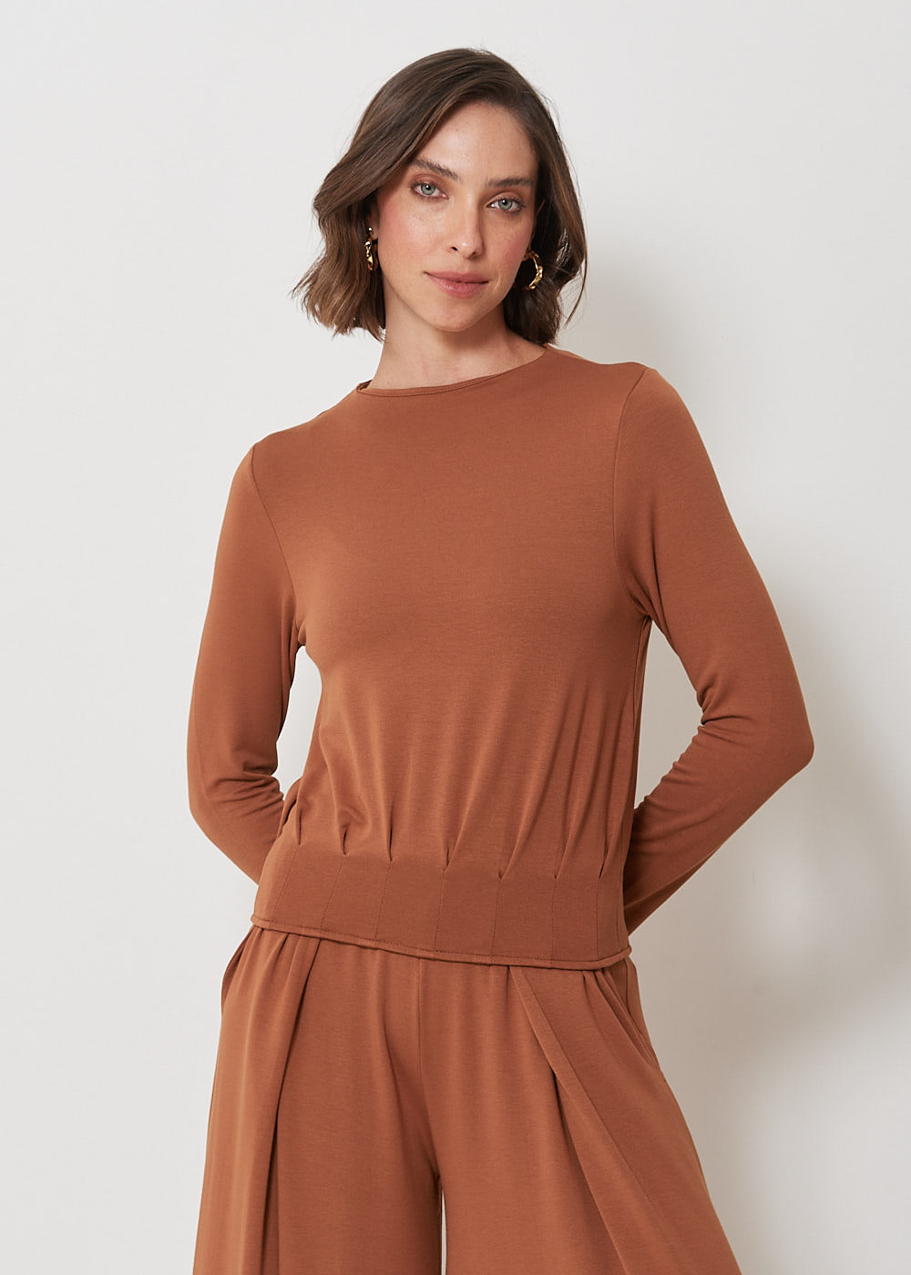 66.40.3105MAS BLUSA MALHA MANGA LONGA BARRA PREGUEADA