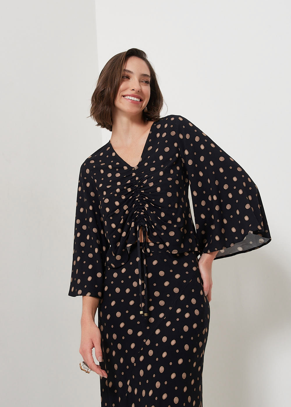 56.20.3112EST BLUSA MANGA 3/4 ESTAMPA POLKA DOTS