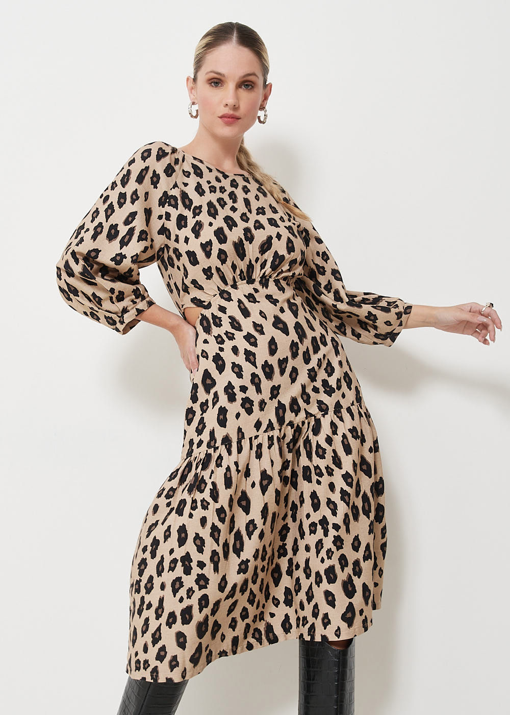 53.22.3116EST VESTIDO MIDI ESTAMPA LEOPARD