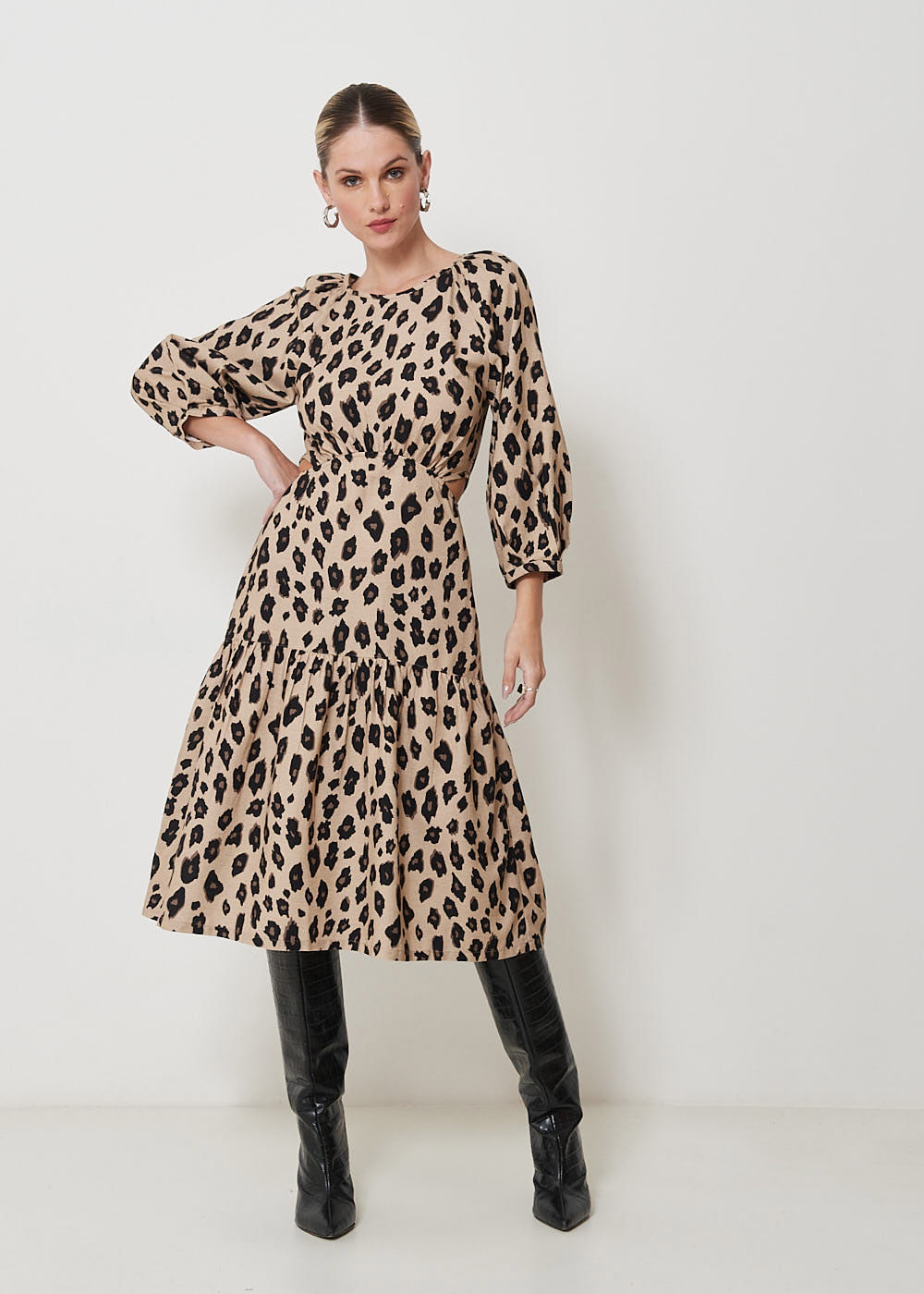 53.22.3116EST VESTIDO MIDI ESTAMPA LEOPARD