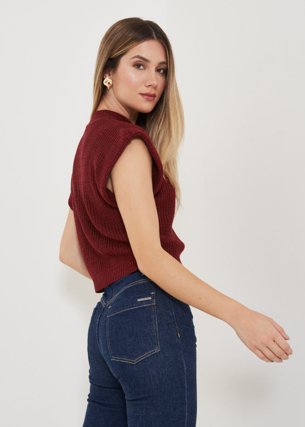 47.40.3105SUM BLUSA TRICOT GOLA ALTA MANGA CURTA