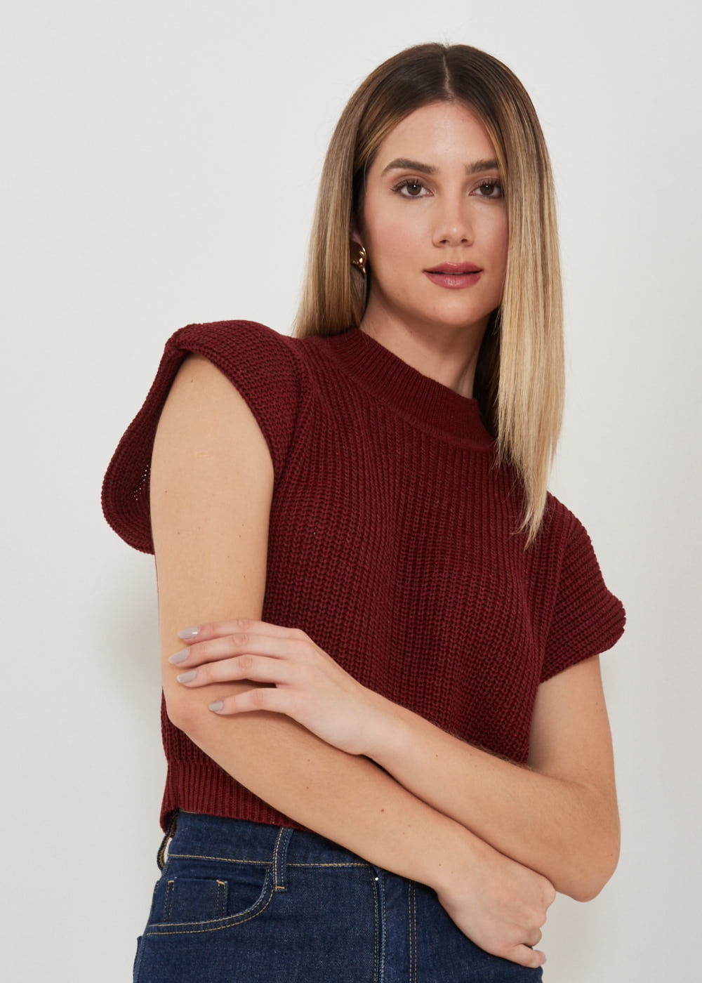 47.40.3105SUM BLUSA TRICOT GOLA ALTA MANGA CURTA