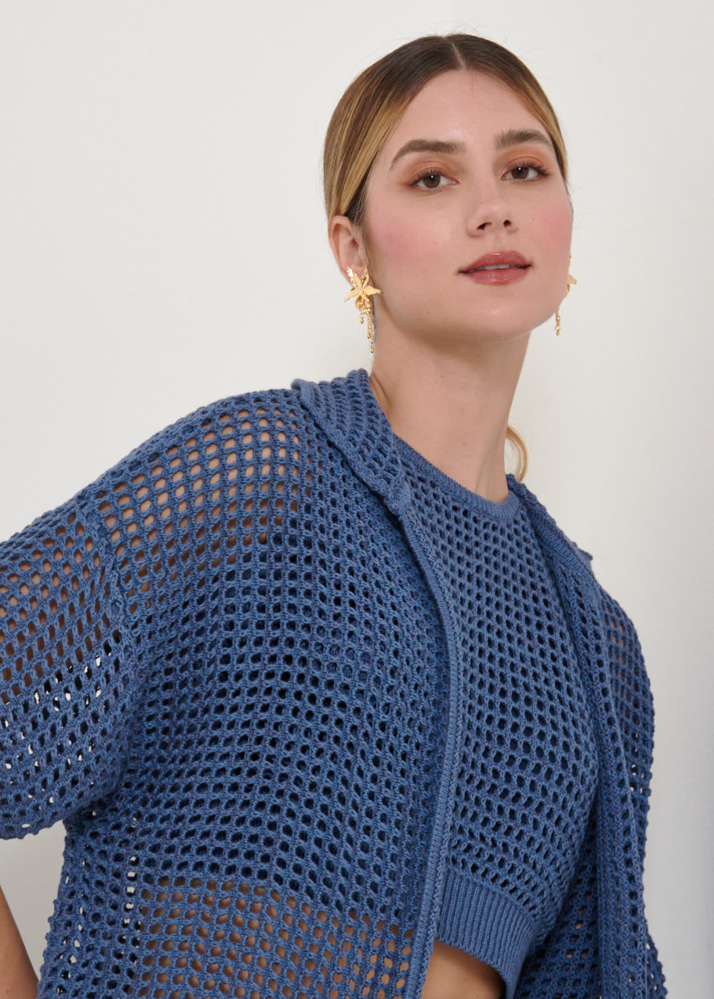 49.60.3203NOI CAMISA DE TRICOT M/C PONTO VAZADO