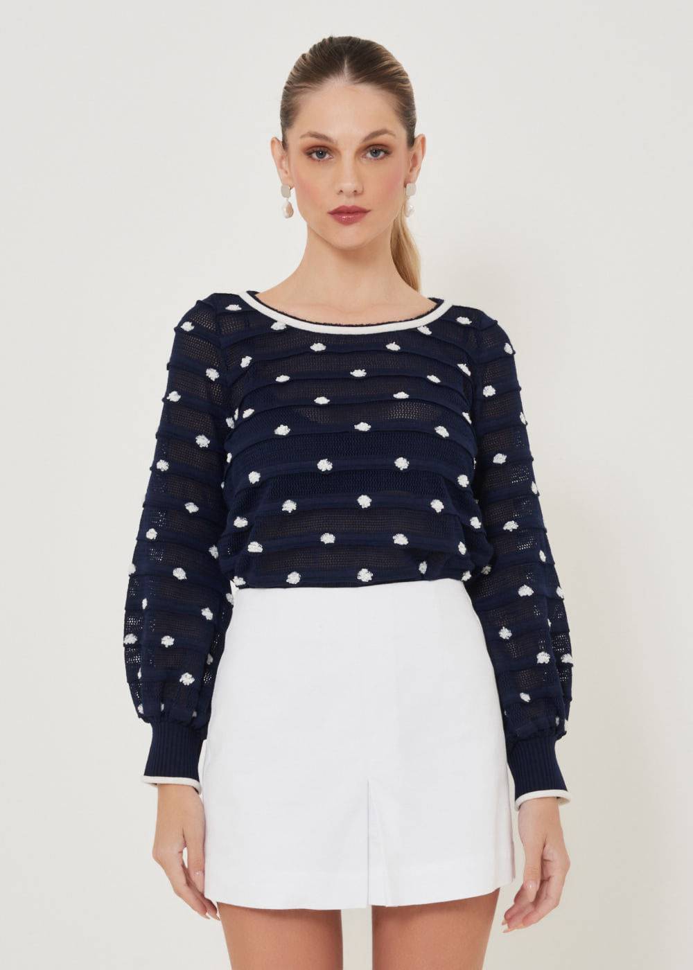 22.50.3201OFW SHORTS SAIA ALFAIATARIA NAVY -COLEÇÃO MÔNICA SALGADO