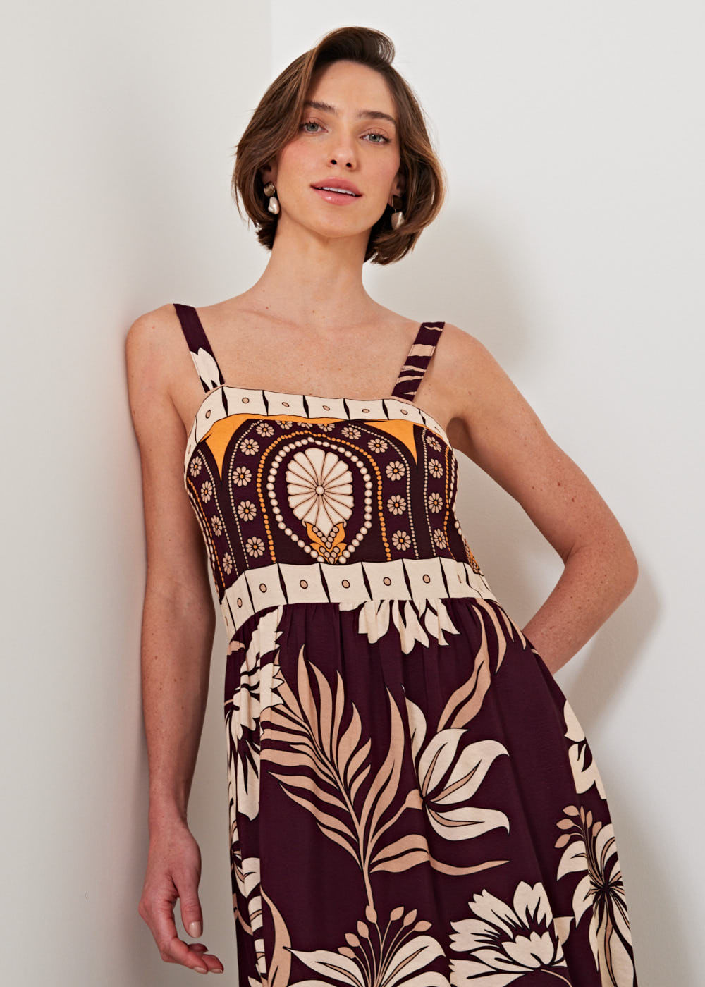 53.21.3206EST VESTIDO REGATA MIDI ESTAMPA TROPICAL GARDEN