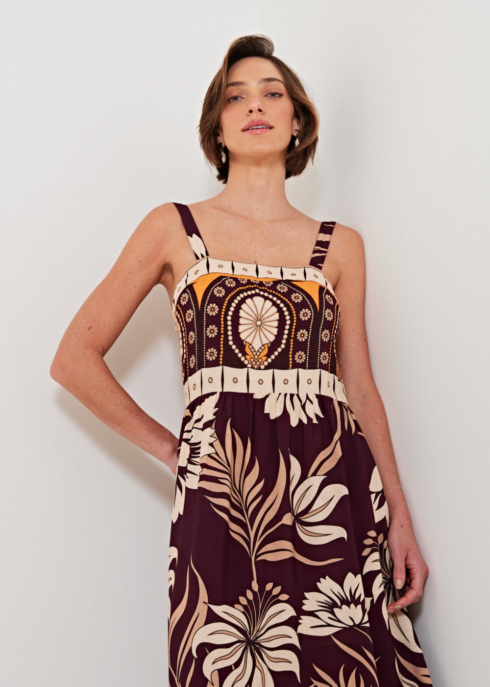 53.21.3206EST VESTIDO REGATA MIDI ESTAMPA TROPICAL GARDEN