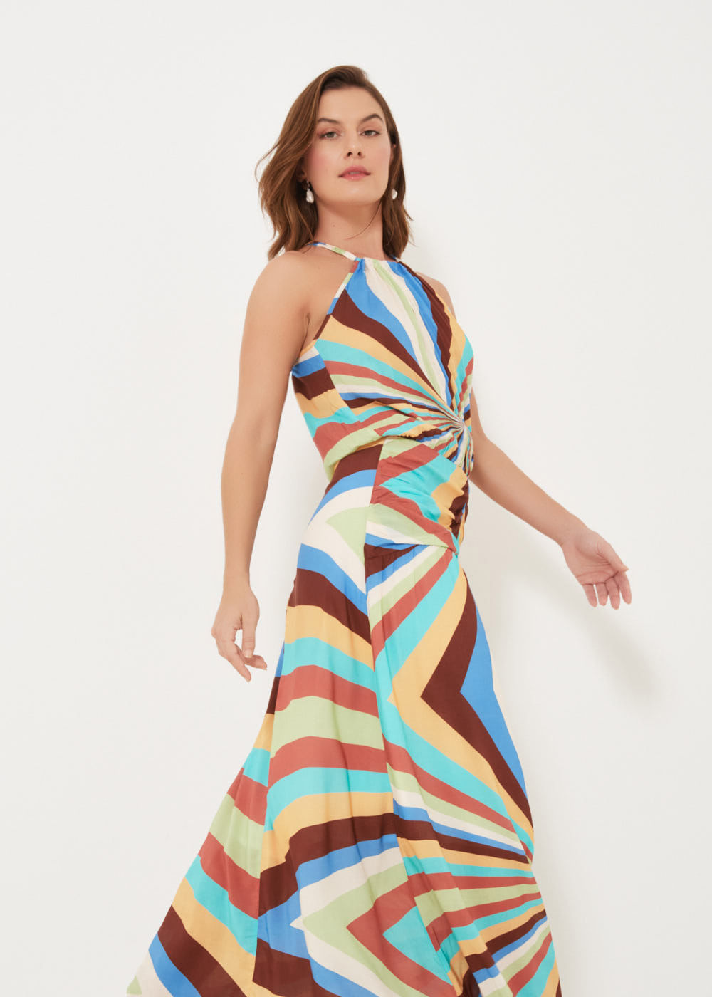 53.50.3224EST VESTIDO HALTER NECK ESTAMPA  RAINBOW