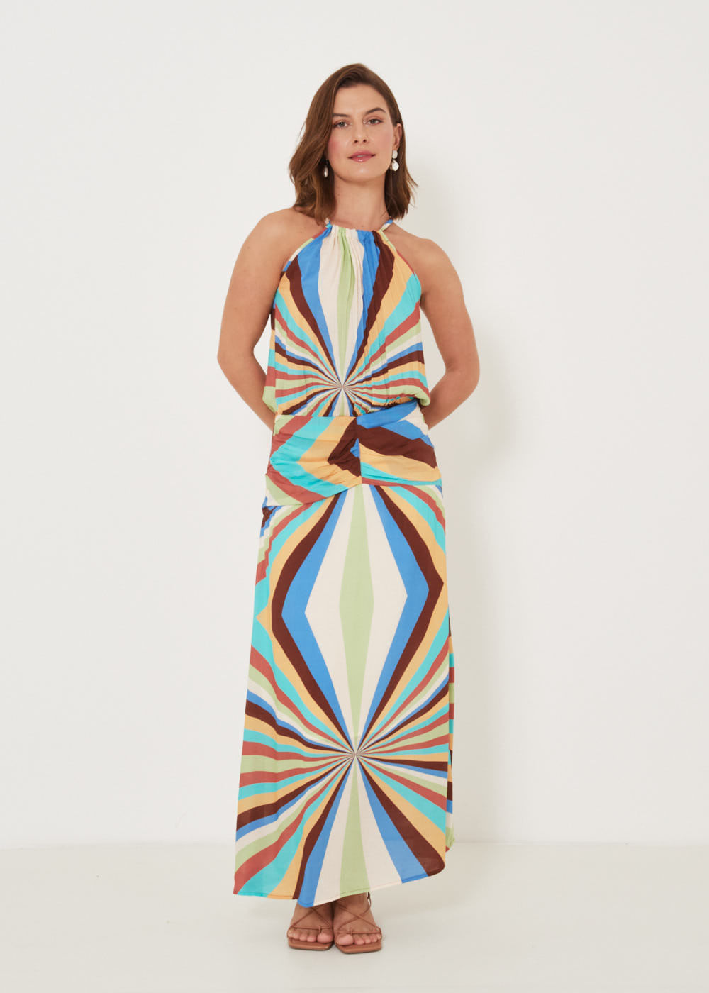 53.50.3224EST VESTIDO HALTER NECK ESTAMPA  RAINBOW