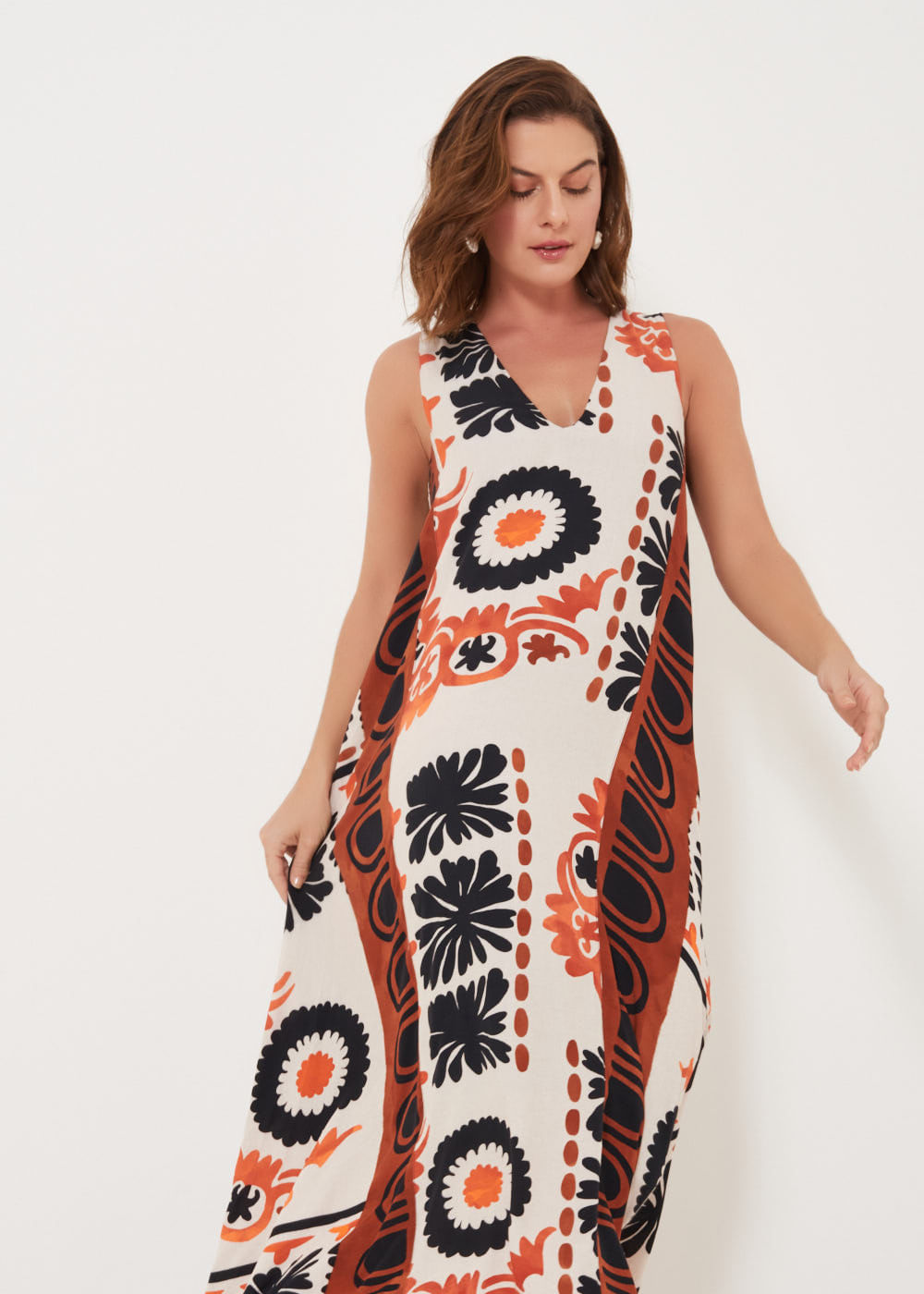 53.50.3214EST VESTIDO LONGO REGATA ESTAMPA MARROCOS