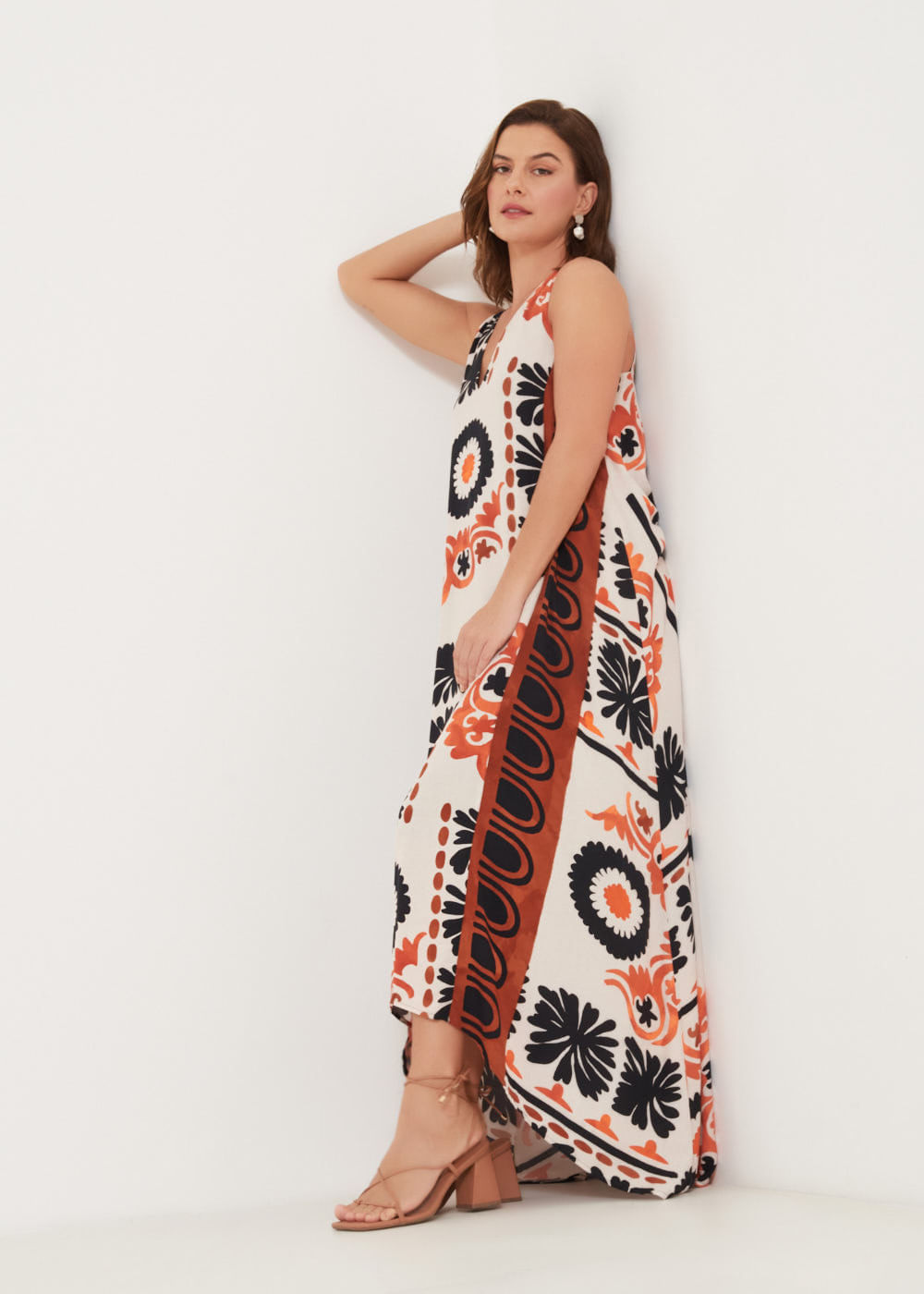 53.50.3214EST VESTIDO LONGO REGATA ESTAMPA MARROCOS