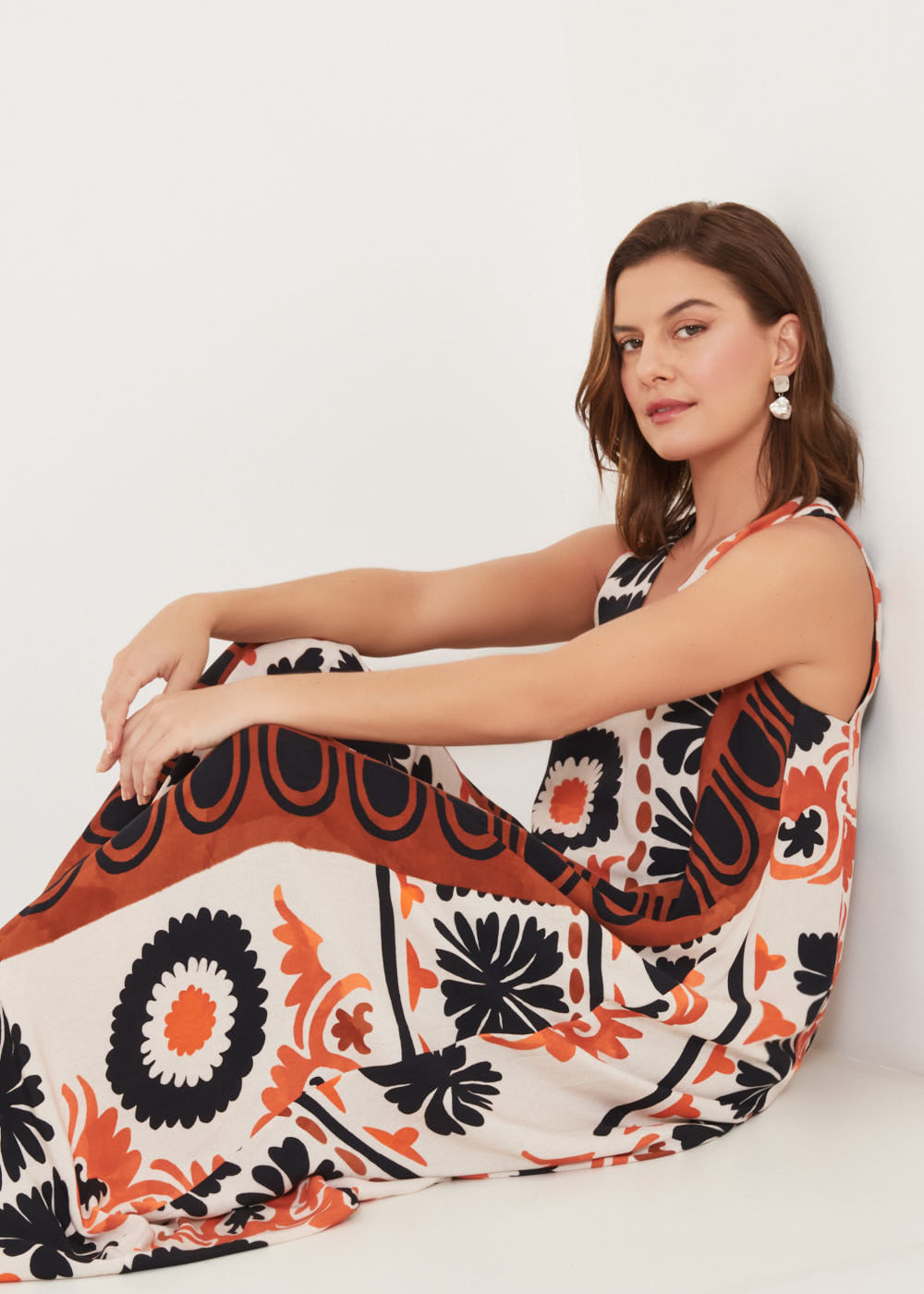 53.50.3214EST VESTIDO LONGO REGATA ESTAMPA MARROCOS