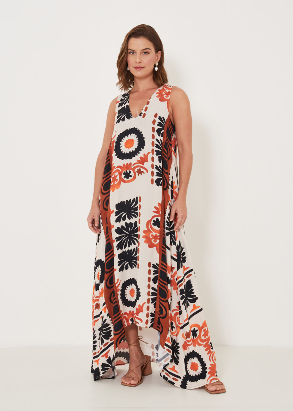 53.50.3214EST VESTIDO LONGO REGATA ESTAMPA MARROCOS