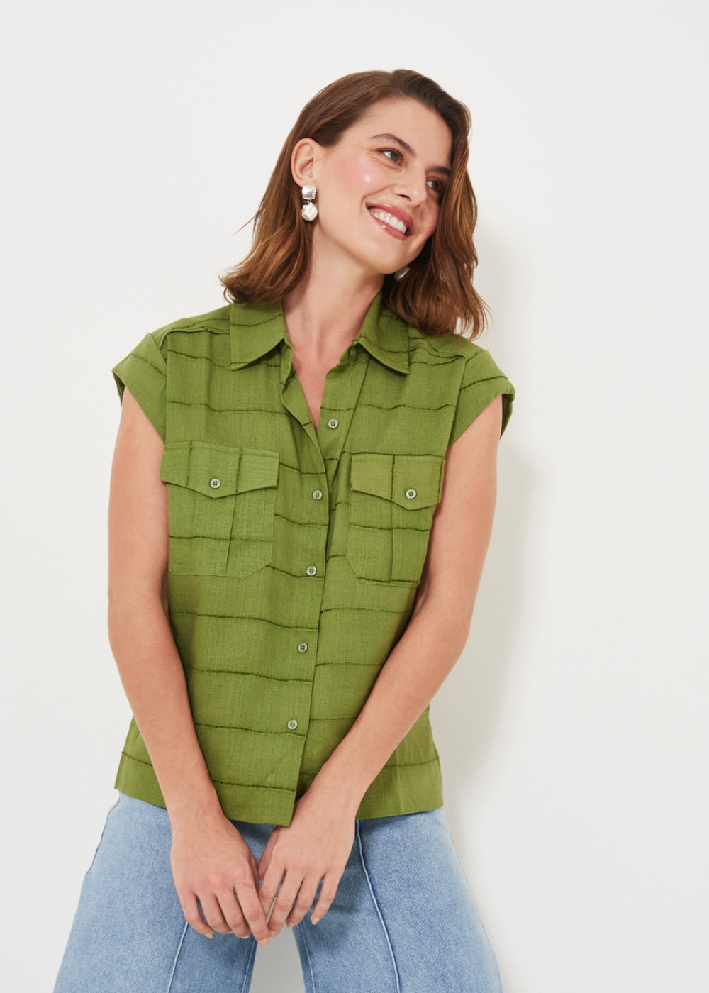 57.40.3202ASP BLUSA M/C COM GOLA CAVA ITALIANA