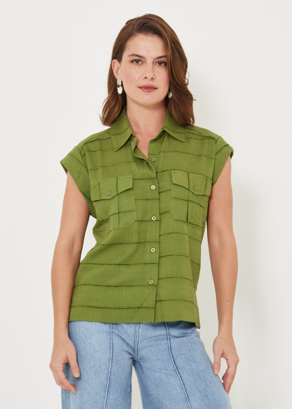 57.40.3202ASP BLUSA M/C COM GOLA CAVA ITALIANA